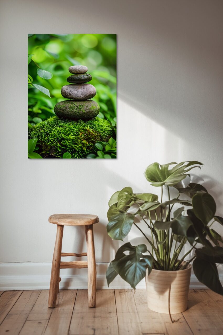 Fotografie Poster Steine Moos Natur grün