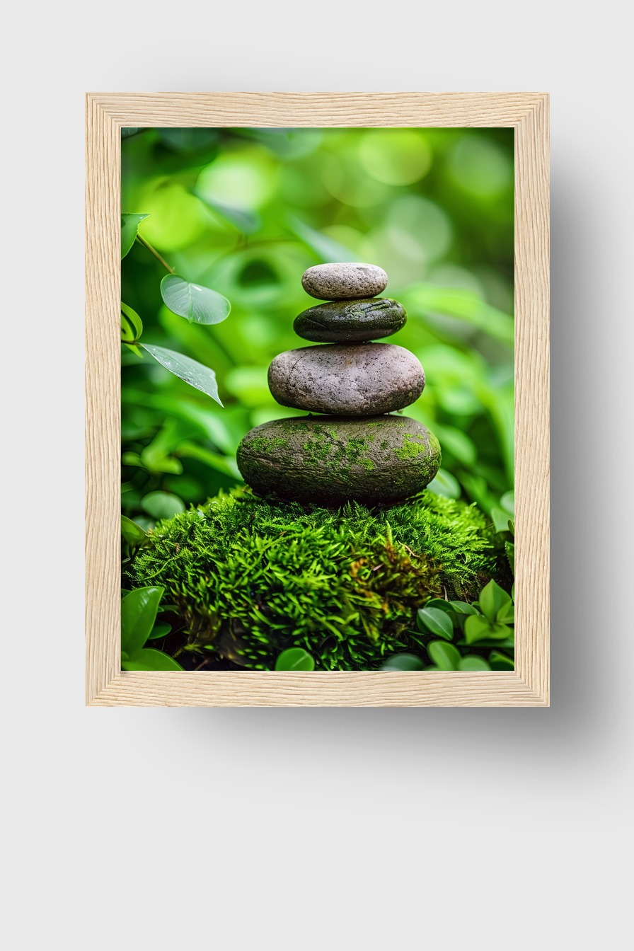 Fotografie Poster Steine Moos Natur grün