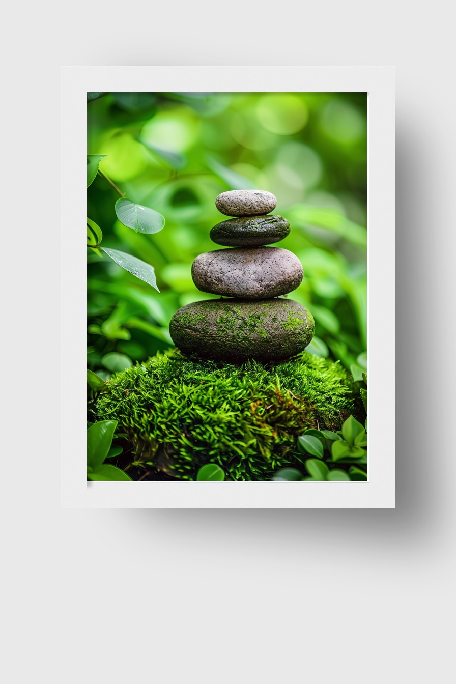 Fotografie Poster Steine Moos Natur grün