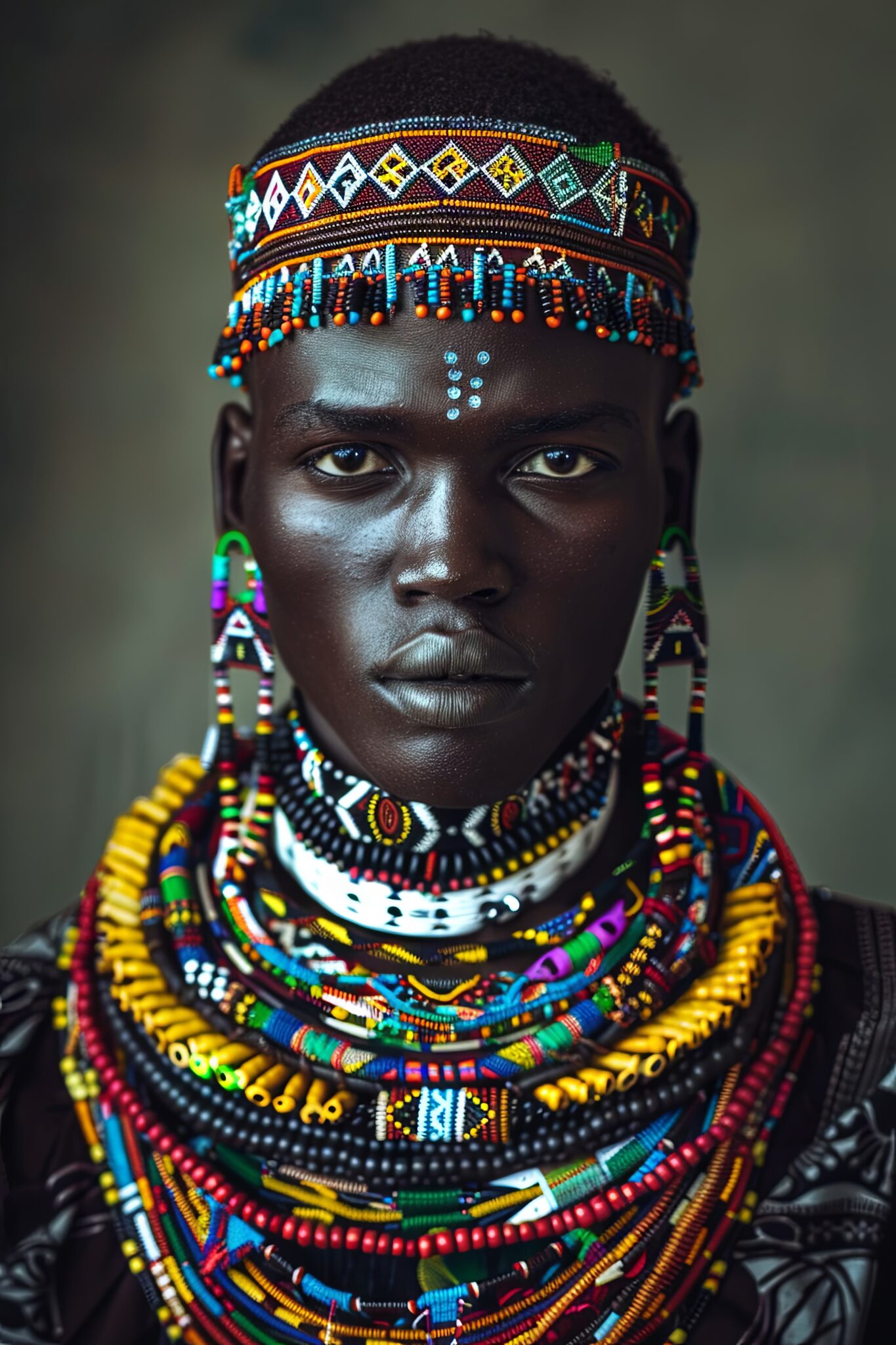 Fotografie Poster Afrikanische Halsketten farbenfroh Porträt