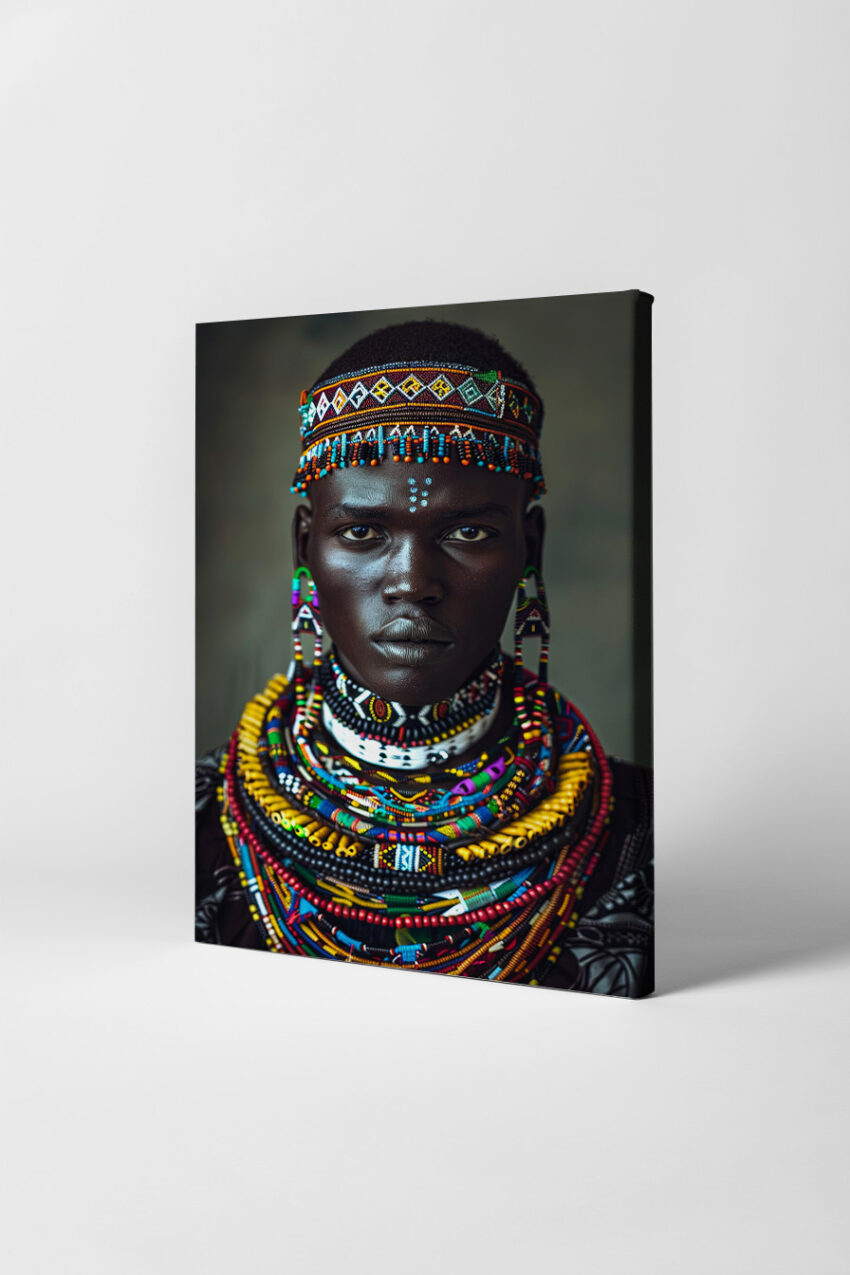 Fotografie Poster Afrikanische Halsketten farbenfroh Porträt