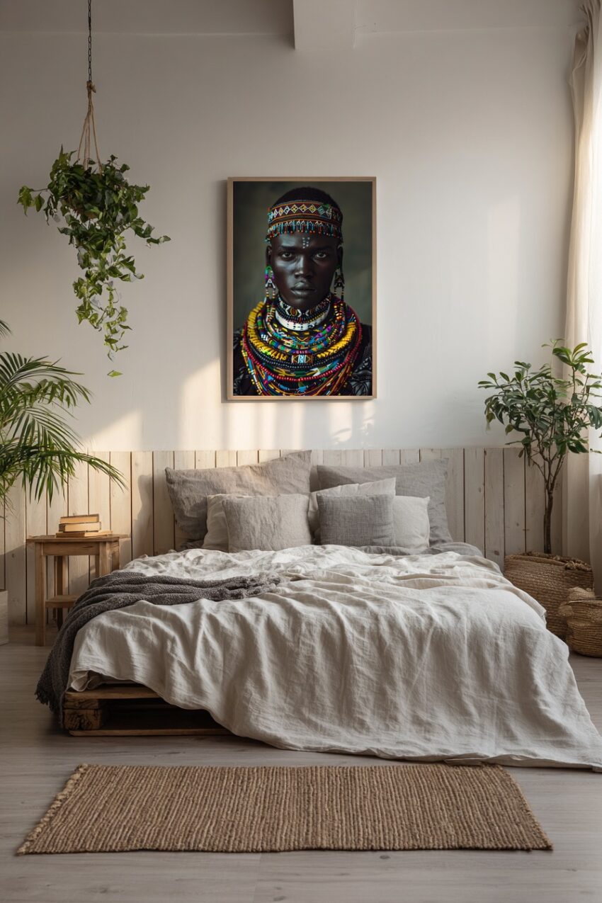 Fotografie Poster Afrikanische Halsketten farbenfroh Porträt