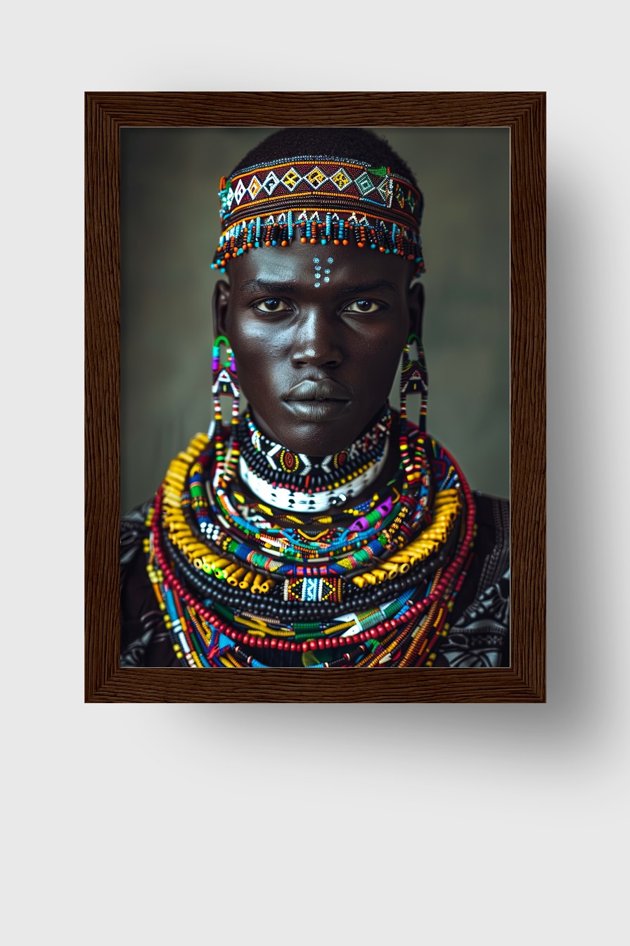 Fotografie Poster Afrikanische Halsketten farbenfroh Porträt