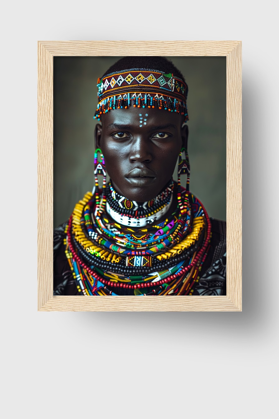 Fotografie Poster Afrikanische Halsketten farbenfroh Porträt