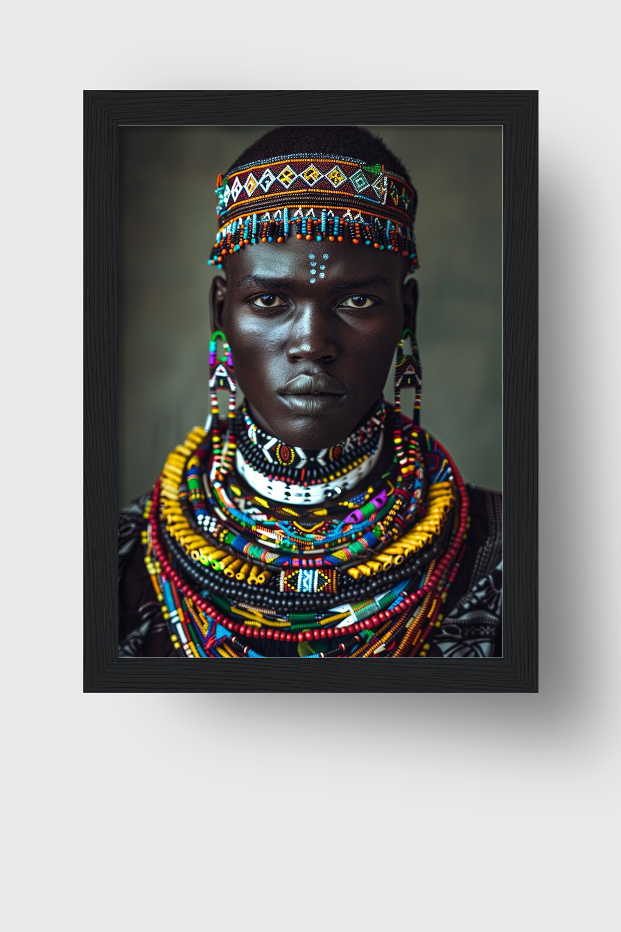 Fotografie Poster Afrikanische Halsketten farbenfroh Porträt