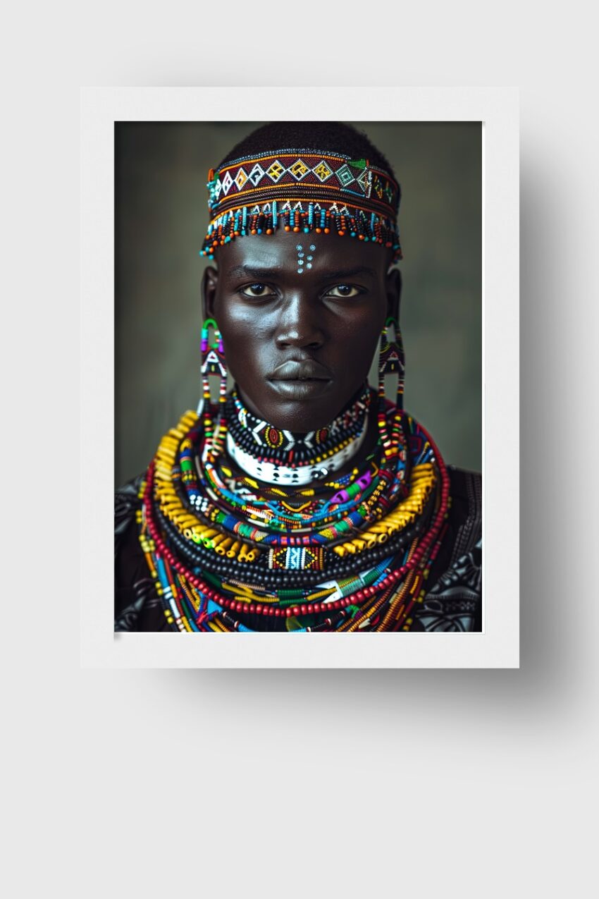 Fotografie Poster Afrikanische Halsketten farbenfroh Porträt