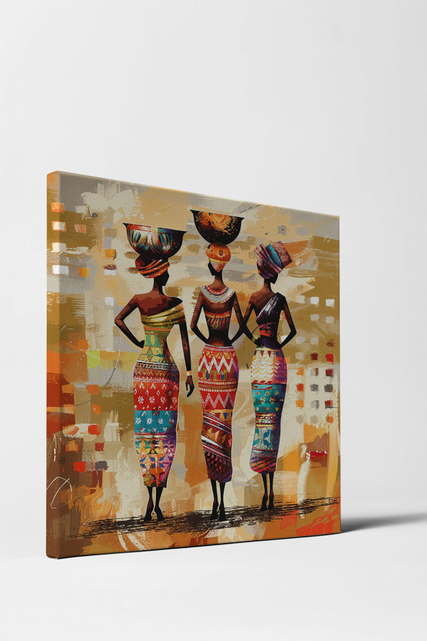 Digitale Kunst Poster Frauen Korb bunte Kleider minimalistisch