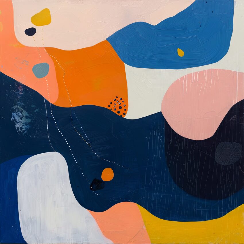 Illustration Poster abstrakte Flächen blau orange kontrastreich