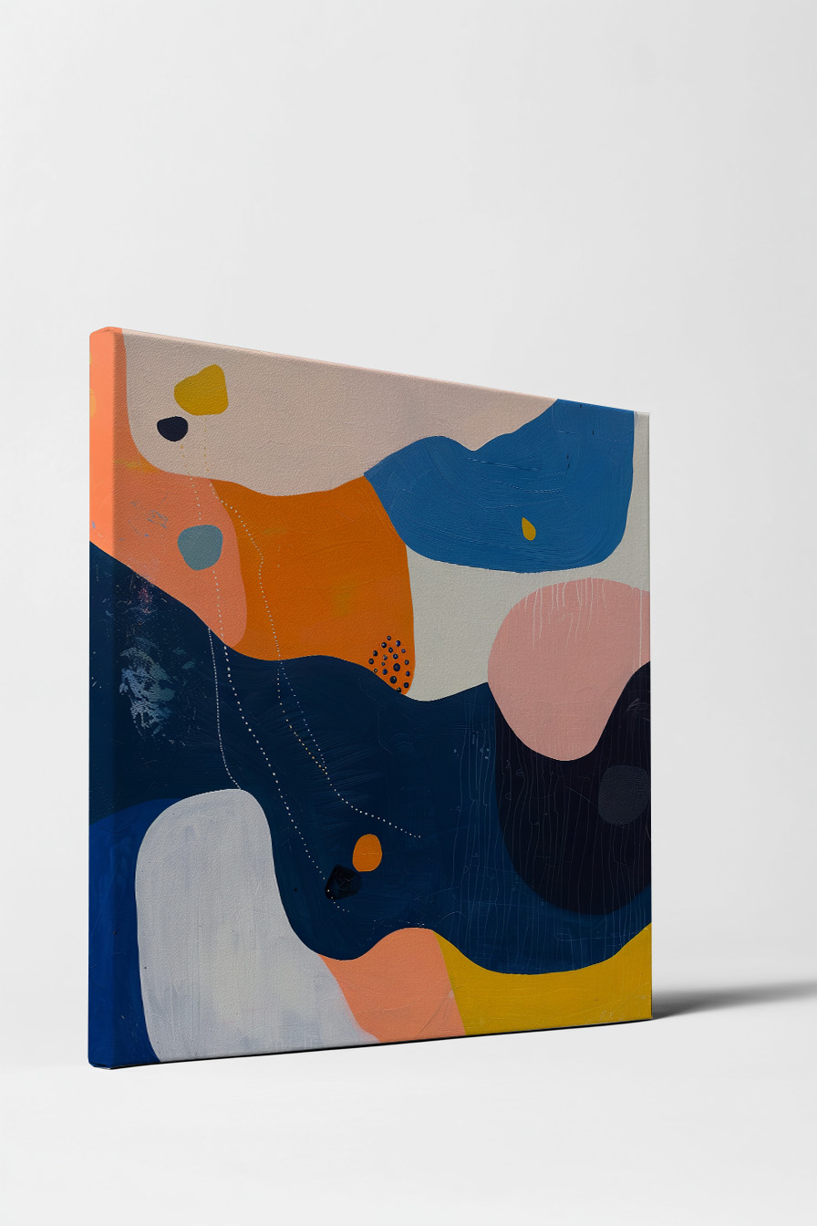 Illustration Poster abstrakte Flächen blau orange kontrastreich