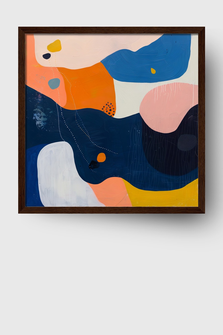 Illustration Poster abstrakte Flächen blau orange kontrastreich