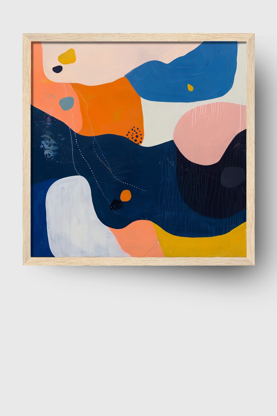 Illustration Poster abstrakte Flächen blau orange kontrastreich