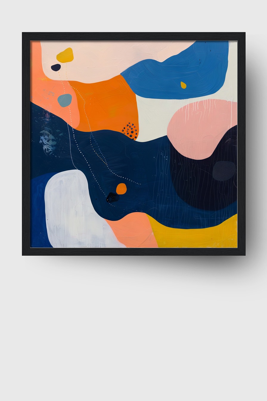 Illustration Poster abstrakte Flächen blau orange kontrastreich