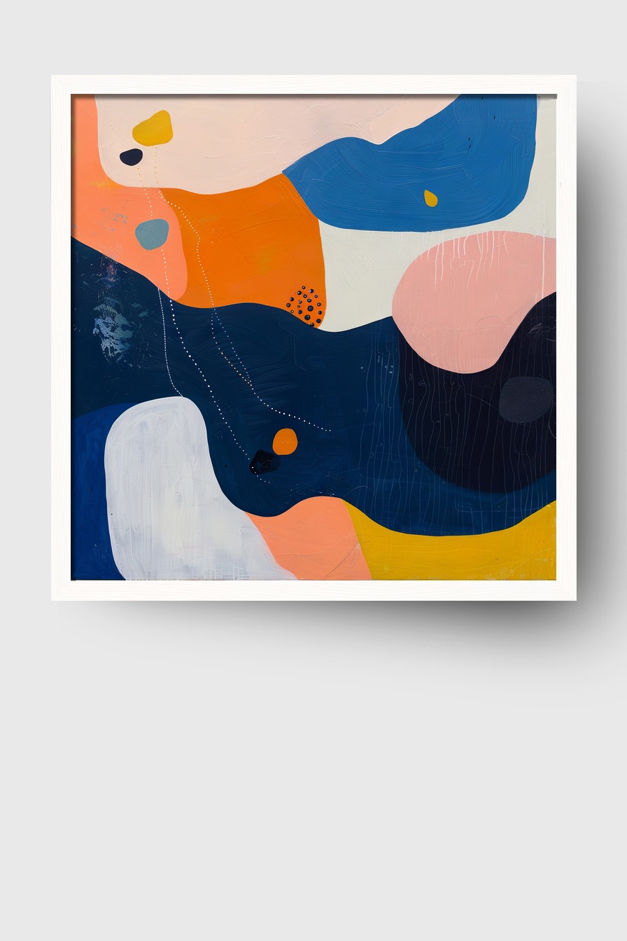 Illustration Poster abstrakte Flächen blau orange kontrastreich