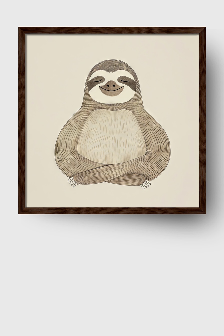 Illustration Poster Faultier minimalistisch braun beige