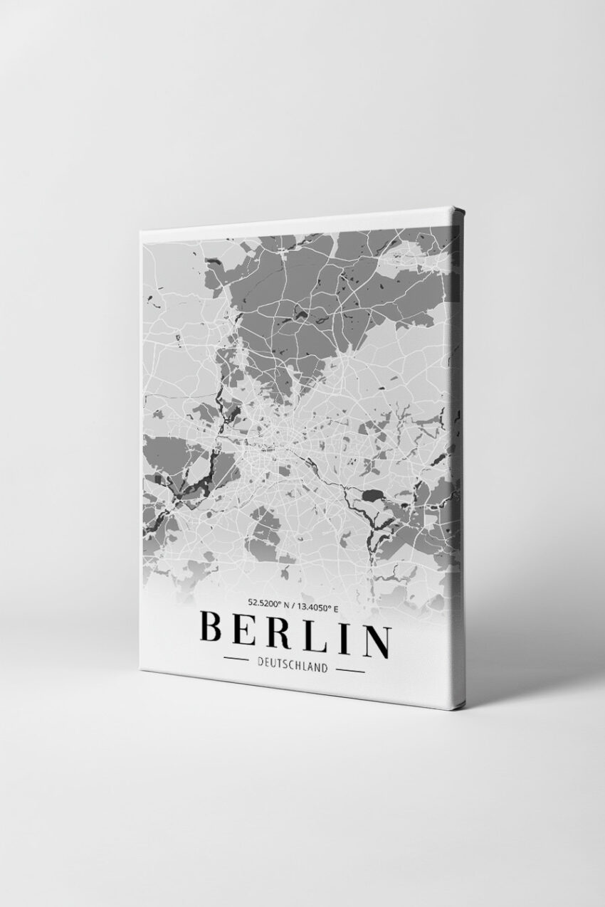 Grafik Poster Berlin Stadtplan weiß grau minimalistisch