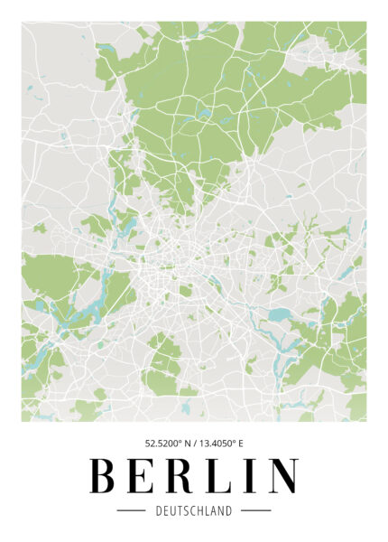 Berlin Karte Minimalistisch Leinwandbild