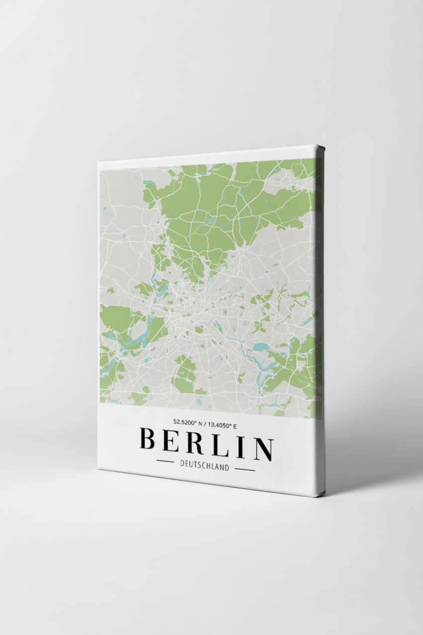 Illustration Poster Berlin Stadtplan minimalistisch grün grau