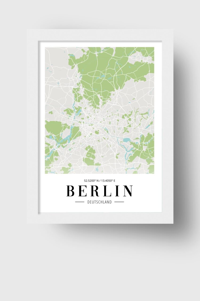 Illustration Poster Berlin Stadtplan minimalistisch grün grau