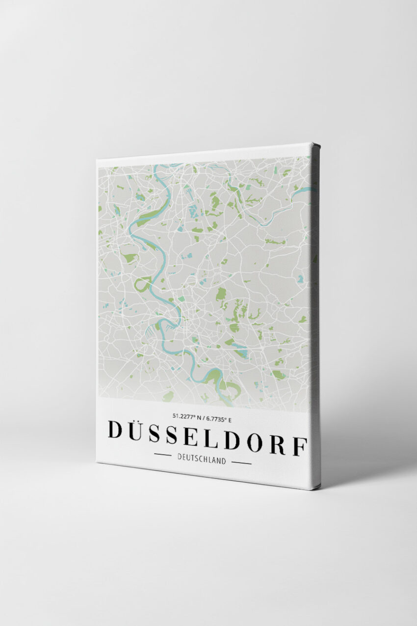 Grafik Poster Stadtplan Düsseldorf minimalistisch grün blau