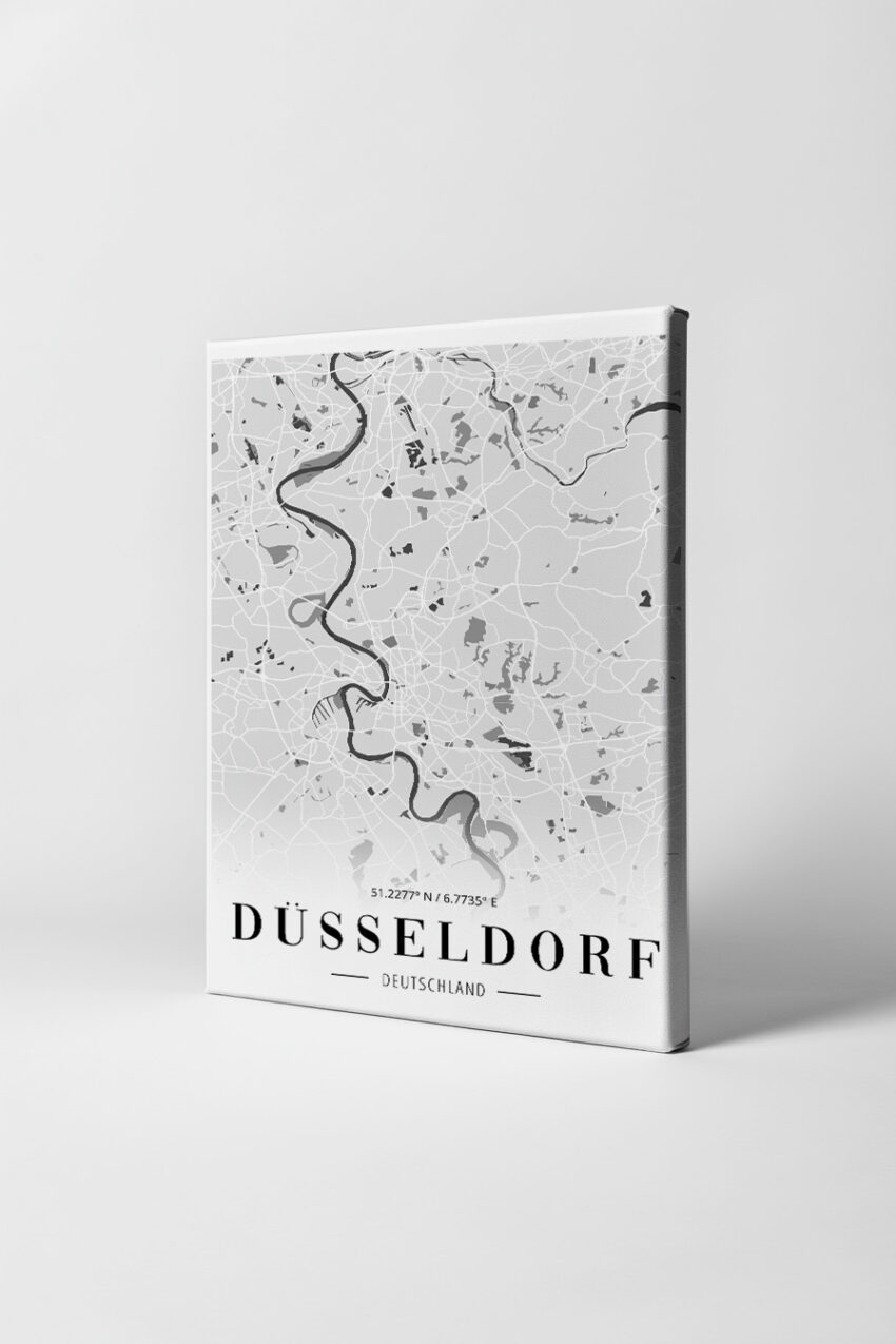 Grafik Poster Düsseldorf Karte Straßenplan Schwarz Weiß