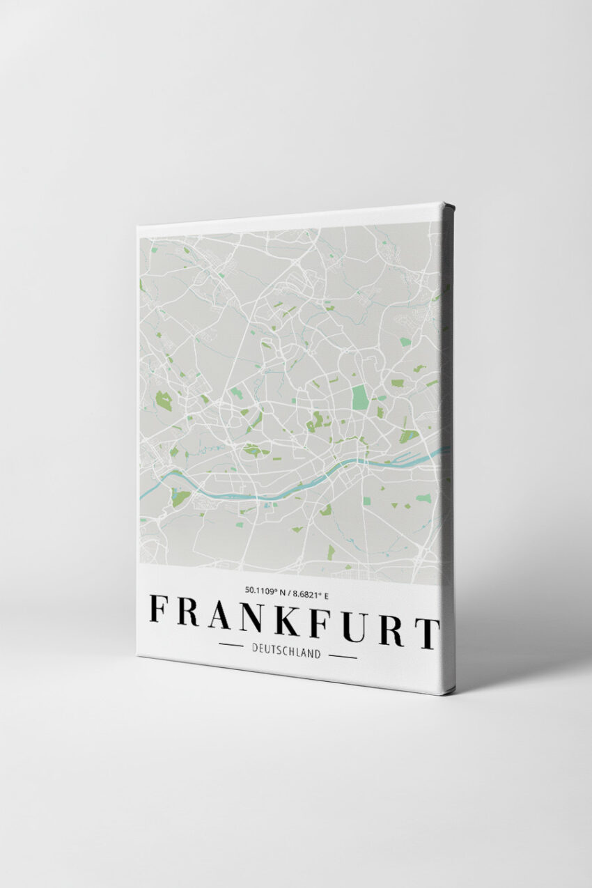 Grafikdesign Poster Stadtplan Frankfurt minimalistisch weißgrün