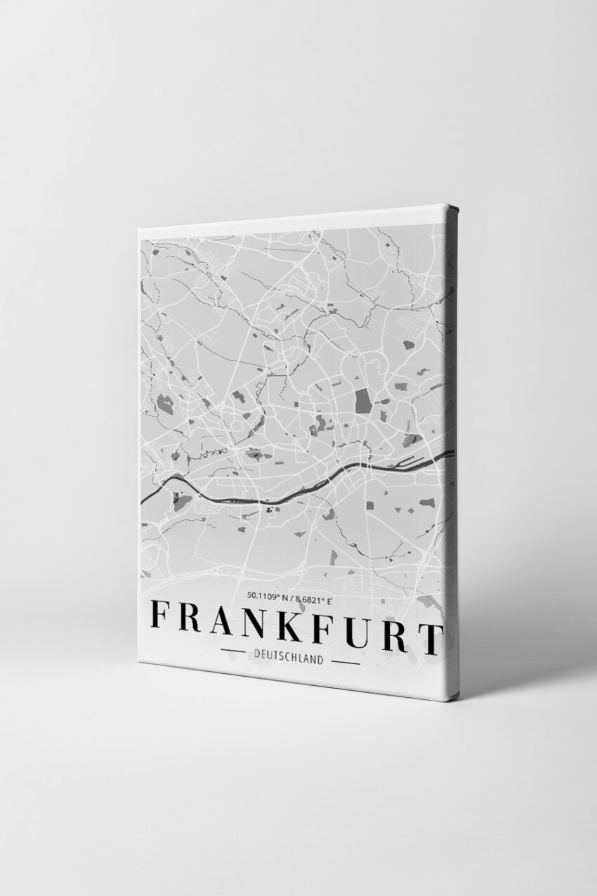Grafik Poster Frankfurt Stadtplan minimalistisch grau weiß