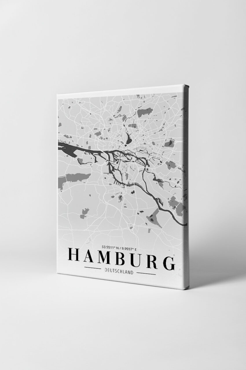 Grafik Poster Hamburg Stadtplan minimalistisch schwarz-weiß