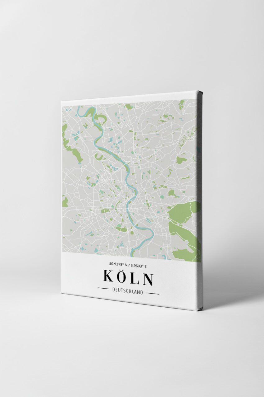 Grafik Poster Köln Karte minimalistisch urban fluss