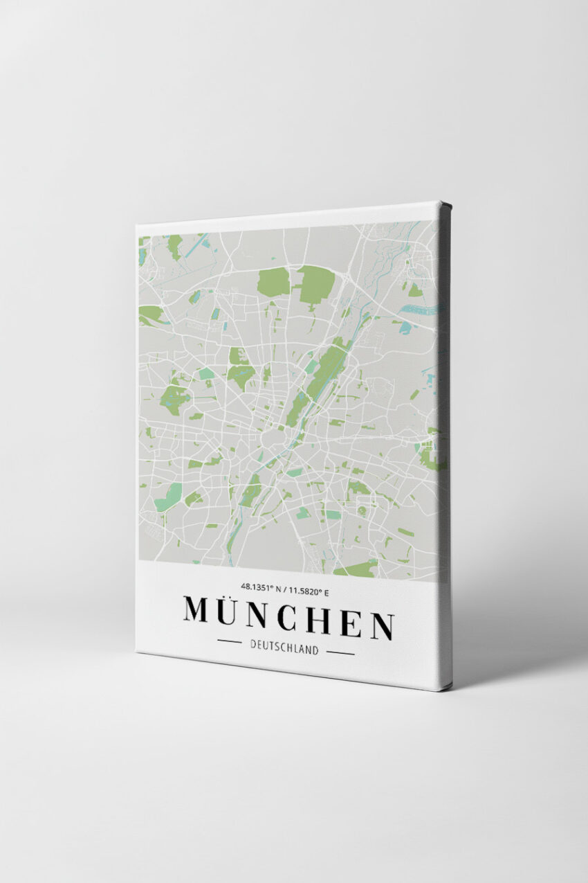Grafikdesign Poster München Stadtplan minimalistisch grün grau
