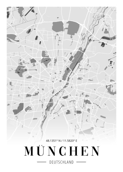 München Stadtplan Minimalistisch Gerahmt