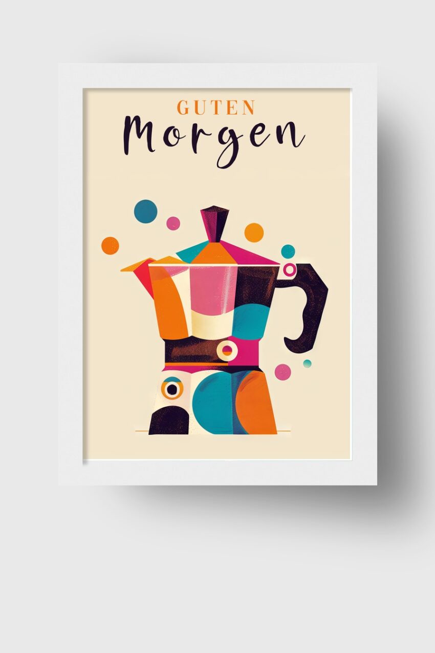Grafik Poster Kaffeemaschine bunt minimalistisch farbenfroh