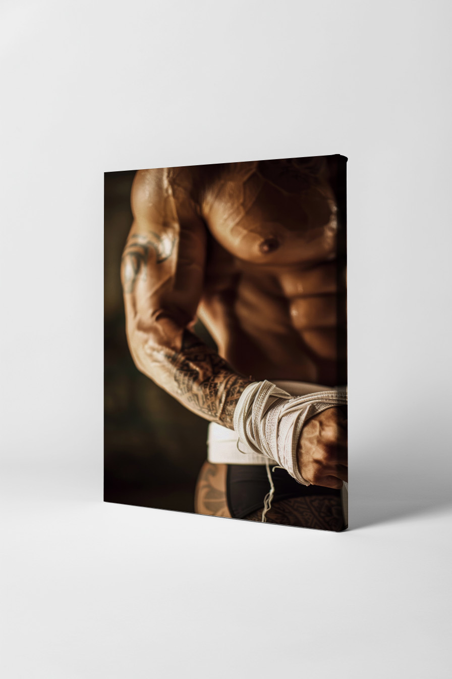 Fotografie Poster Muskelarm Tattoo kraftvoll detailreich