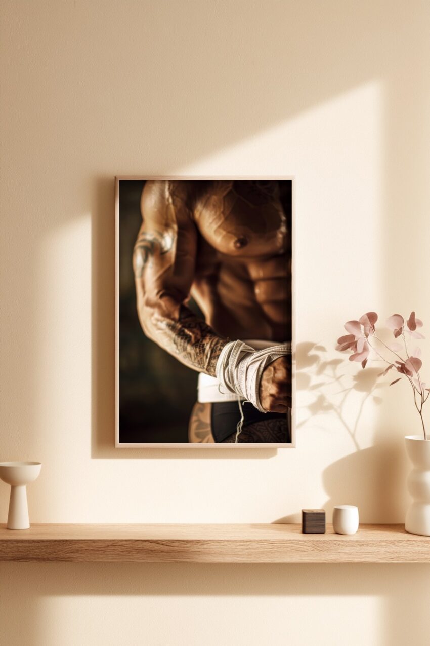 Fotografie Poster Muskelarm Tattoo kraftvoll detailreich