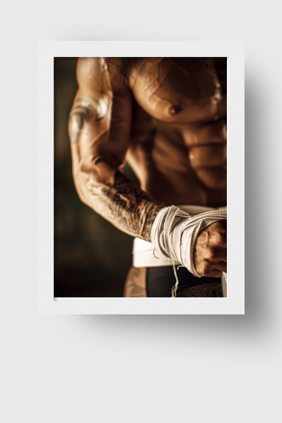 Fotografie Poster Muskelarm Tattoo kraftvoll detailreich