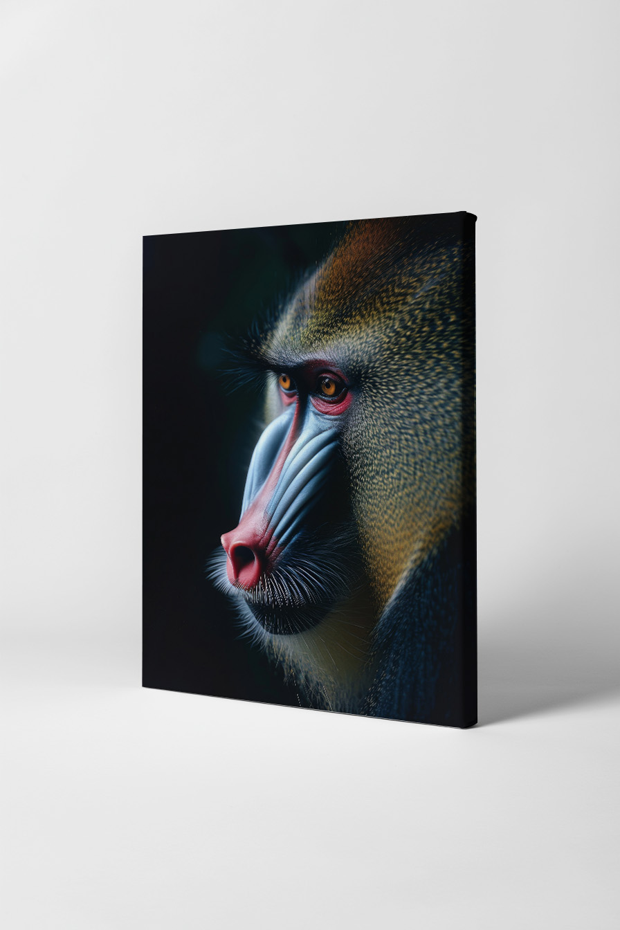 Fotografie Poster Mandrill Profil farbig Detail