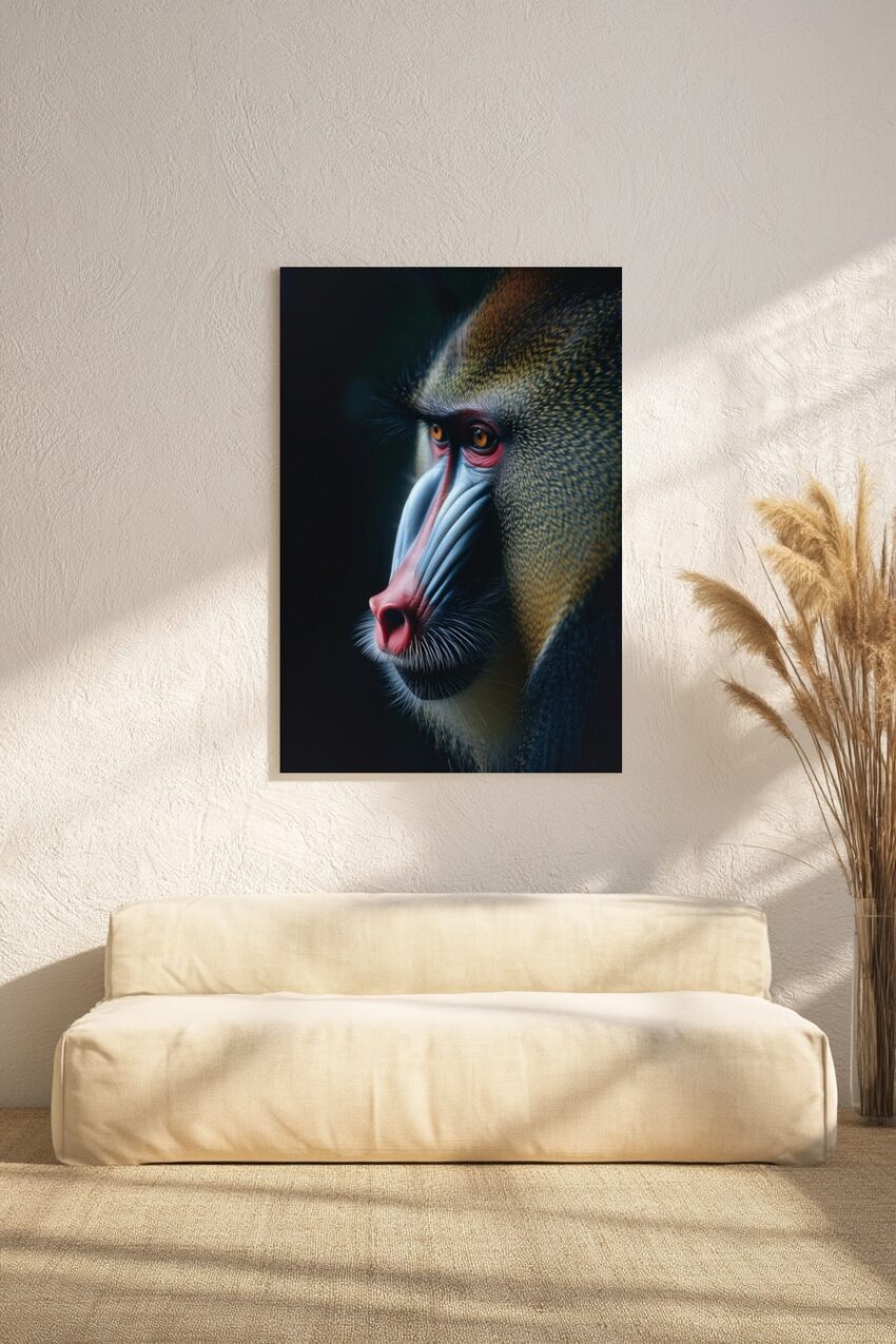 Fotografie Poster Mandrill Profil farbig Detail