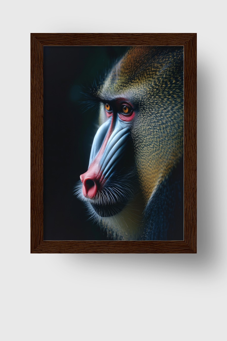 Fotografie Poster Mandrill Profil farbig Detail
