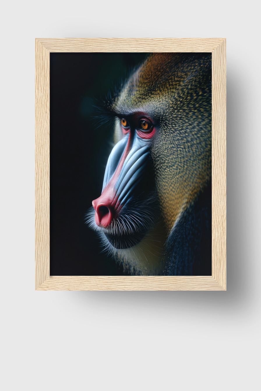 Fotografie Poster Mandrill Profil farbig Detail