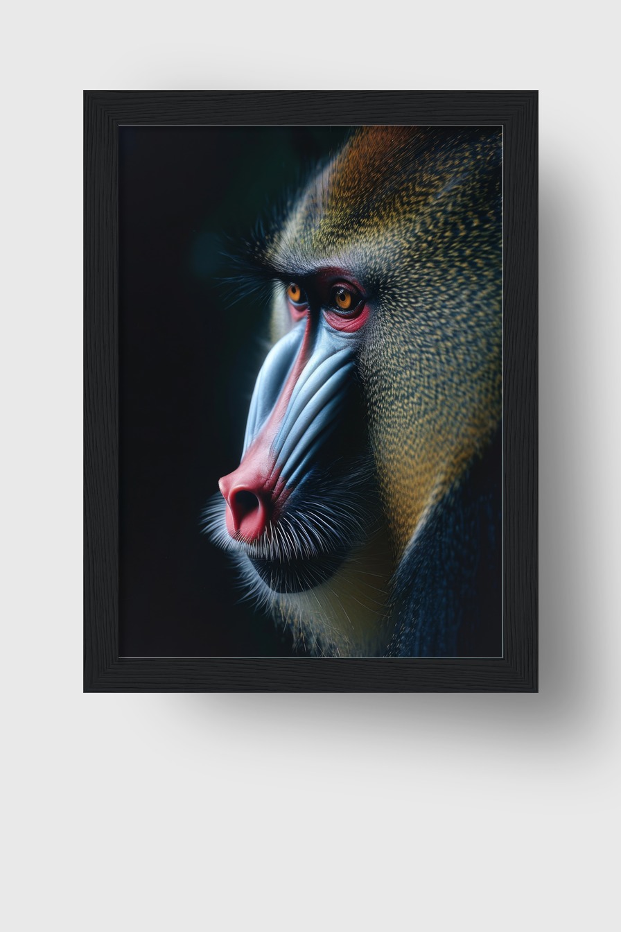 Fotografie Poster Mandrill Profil farbig Detail
