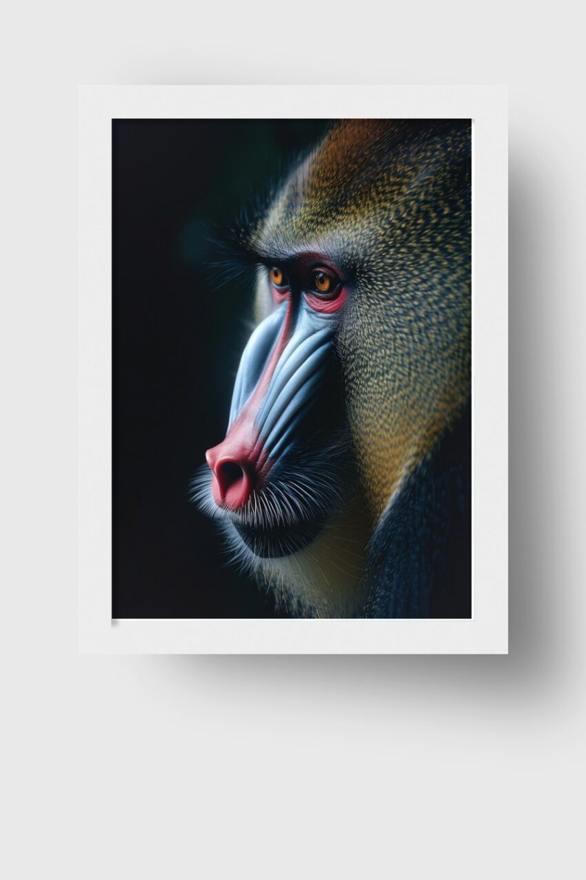 Fotografie Poster Mandrill Profil farbig Detail