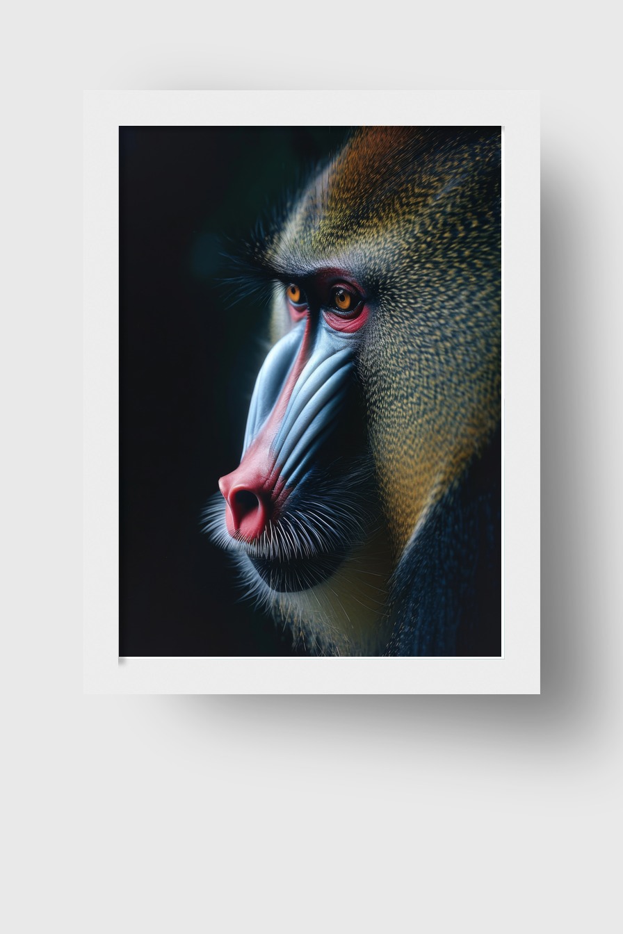 Fotografie Poster Mandrill Profil farbig Detail