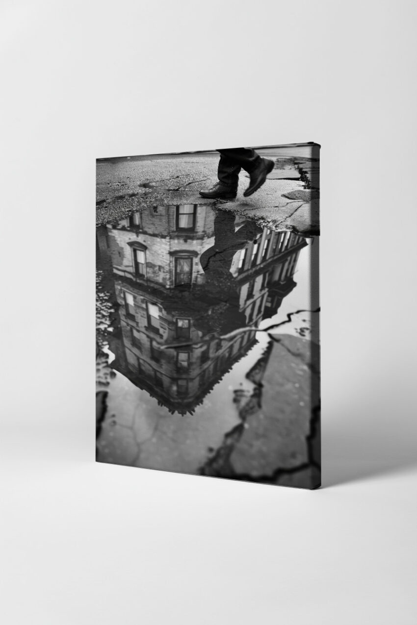 Fotografie Poster Reflektion Gebäude schwarzweiß Pfütze Stadt