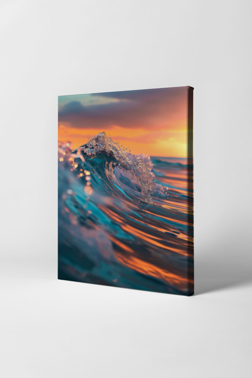 Fotografie Poster Welle Sonnenuntergang Blau Orange