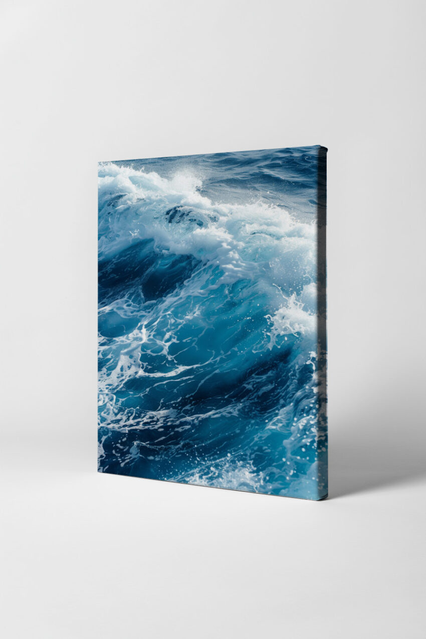 Fotografie Poster Welle brechend blau weiß dynamisch
