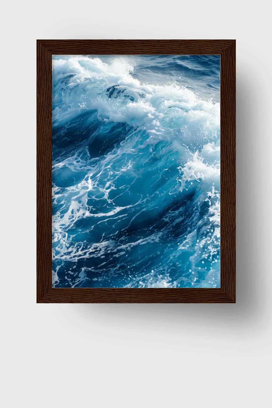 Fotografie Poster Welle brechend blau weiß dynamisch