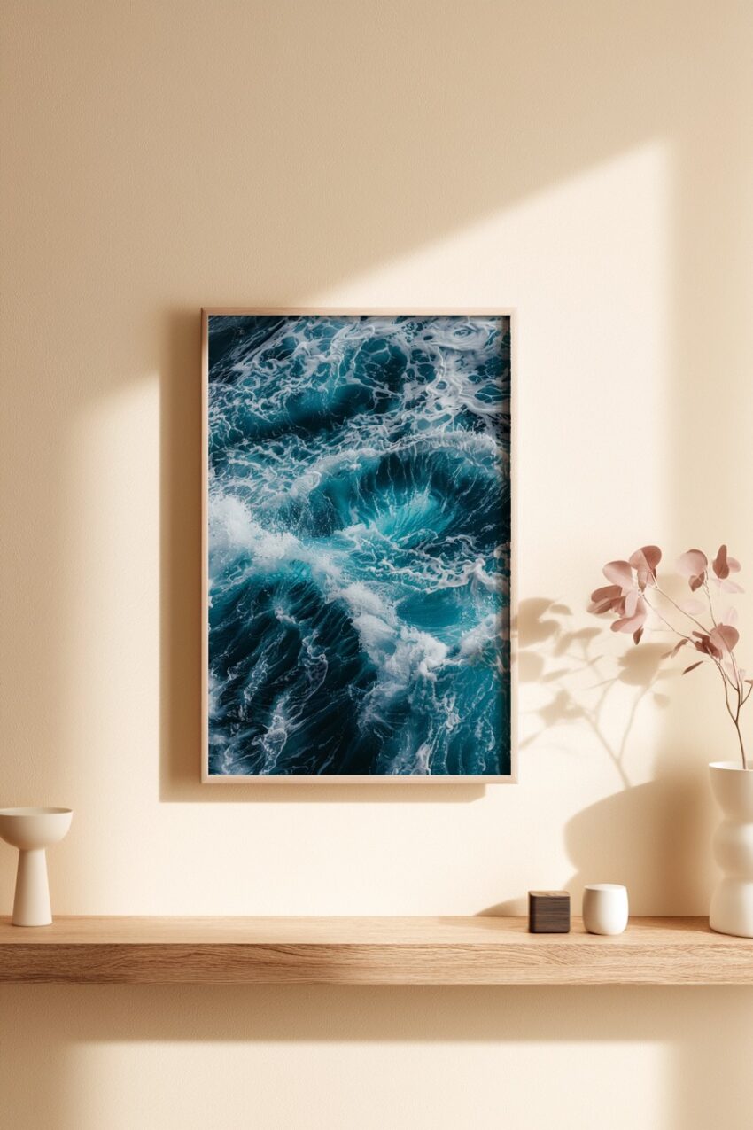 Fotografie Poster Ozeanwellen Bewegung türkis weiß