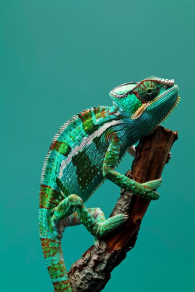 Chamäleon am Ast Leinwandbild