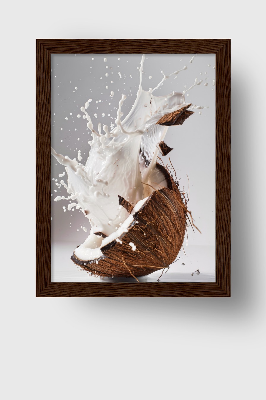 Fotografie Poster Kokosnuss dynamisch Milch Splash weiß