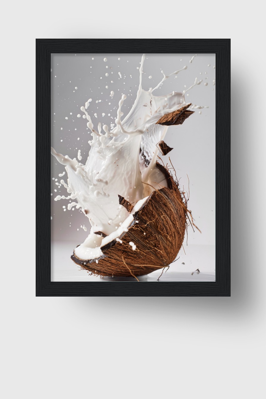 Fotografie Poster Kokosnuss dynamisch Milch Splash weiß