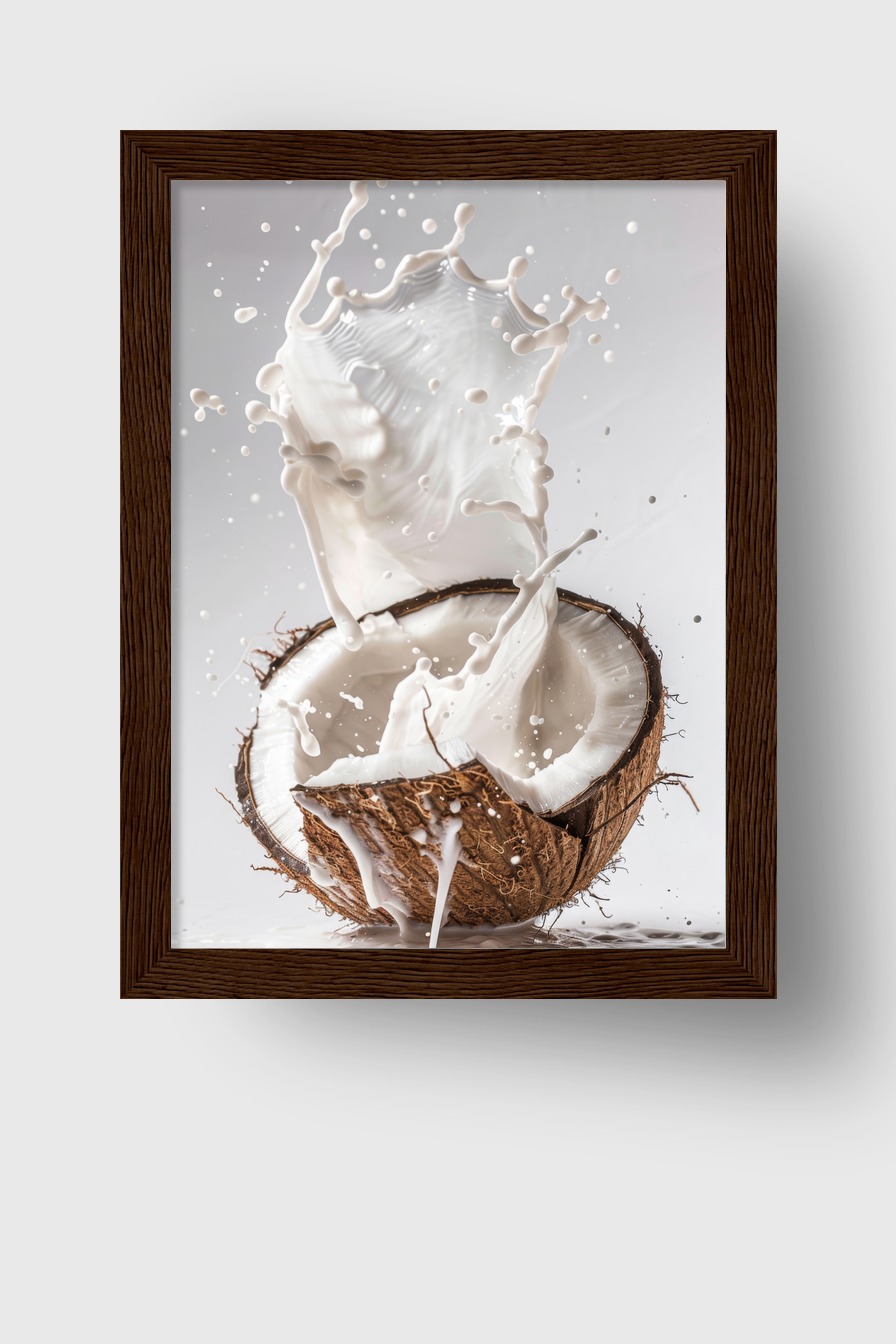 Fotografie Poster Kokosnuss Milch Splash weiß braun